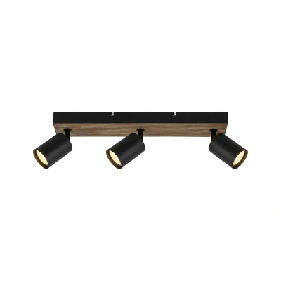 Abbildung von Brilliant Deckenstrahler Jello Wood, LED wechselbar, Warmweiß, Spotbalken schwenkbar, 15x42x8 cm, GU10, 345lm, 3000K, Metall/Holz