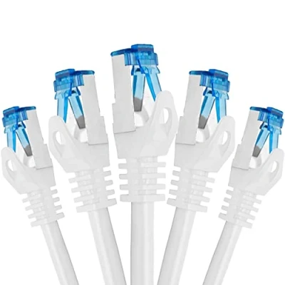 Abbildung von BIGtec 5 Stück 25m CAT.7 Gigabit Patchkabel Netzwerkkabel weiß Kupferkabel Patch Ethernt LAN DSL Kabel CAT7 (RJ45, Cat 7, S/FTP PIMF) 25,00m