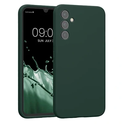 Abbildung von kwmobile Handyhülle kompatibel mit Samsung Galaxy A34 5G Hülle gummierte Handy Case aus Silikon in Moosgrün