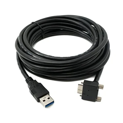 Abbildung von System S USB 3.0 Kabel 5 m Micro B Stecker zu Typ A Schraube Winkel in Schwarz