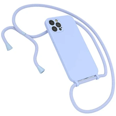 Abbildung von EAZY CASE Premium Silikon Handykette kompatibel mit iPhone 12 Pro Handyhülle Umhängeband, Handykordel Schutzhülle, Silikonhülle, Hülle Band, Kette für Smartphone, Hell Blau