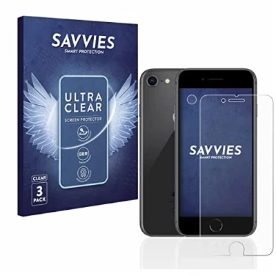 Abbildung von Savvies 6 Stück Schutzfolie für Apple iPhone 8 (Display+Kamera) Displayschutz Folie Ultra Transparent