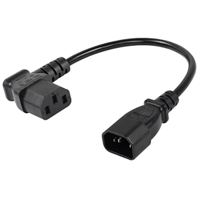 Abbildung von CERRXIAN IEC 320 C14 bis 90 Grad C13 PDU Netzteil Verlängerungskabel, Stecker auf linken Winkel Buchse, 3 poliges Netzkabel für Monitore, Computer usw. 0,4 m/15,7 Zoll
