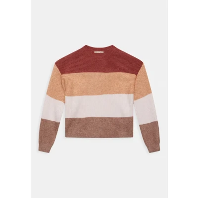 Abbildung von Kids ONLY Kogsandy Stripe Strickpullover für Kinder, Größe: 110/116, Spiced apple/leather brown/lavender fog/rose brown