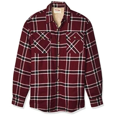 Abbildung von Wrangler Authentics Herren Long Sleeve Sherpa Lined Shirt Jacket Hemd mit Button Down Kragen, Hafen gelbbraun, XX Large