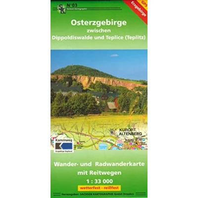 Abbildung von Osterzgebirge zwischen Dippoldiswalde und Teplice: Wander Radwanderkarte mit Reitwegen 1:33 000 GPS fähig, wetterfest, reißfest