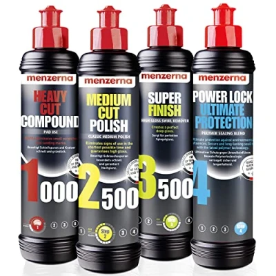 Abbildung von menzerna Heavy Cut 1000, Medium 2500 und Super Finish 3500 + PowerLock