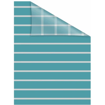 Abbildung von LICHTBLICK ORIGINAL Fensterfolie &quot;Streifen Petrol&quot;, 1 St., blickdicht, strukturiertKlebepunkte, selbstklebend, Sichtschutz