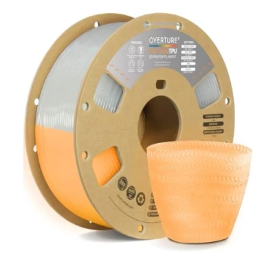 Abbildung von OVERTURE TPU Filament 1.75 mm, Hohe Geschwindigkeit 3D Drucker Filament, 95A 1kg Spule (2.2 lbs) Super Speedy für High Speed (Leuchtorange)