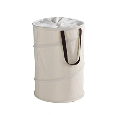Abbildung von WENKO 62050100 Pop Up Wäschesammler Jumper, Wäschekorb, Fassungsvermögen 75 L, Kunststoff Polyester, 40 x 60 cm, beige