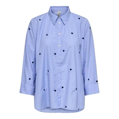 Abbildung von Only Damen Onlnew Lina Grace Ls Stripe Emb Shirt, Moonlight Blue, S