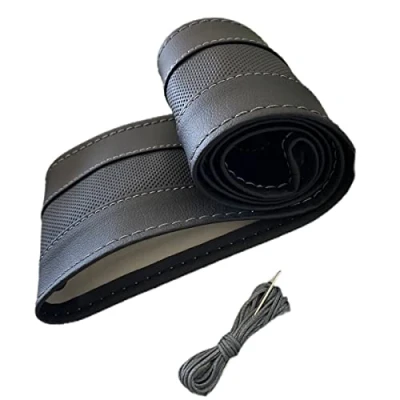 Abbildung von LB119 Lenkradbezug 37 39 cm zum Schnüren Schwarz mit gelochte Leder