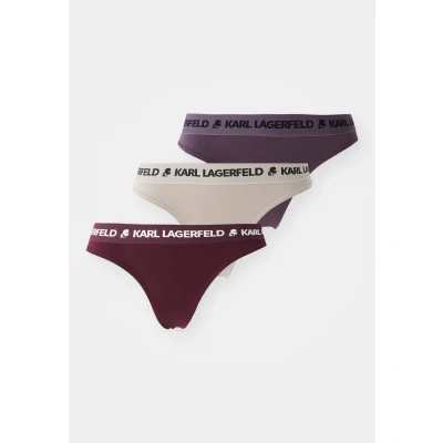Abbildung von KARL Lagerfeld LOGO Thong Multiband 3 PACK String, Damen, Größe: XS, Windsorwine/etherea/violet
