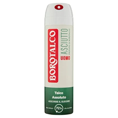 Abbildung von 12x Borotalco, Dry Spray Deodorant für Männer, alkoholfrei mit absolutem Talkum, absorbiert Schweiß, Bernsteinduft, 72h 150 ml + Italian Gourmet Polpa 400g