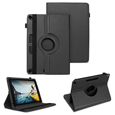 Abbildung von NAUC Tablet Tasche kompatibel für Medion Lifetab Education P10912 Schutzhülle Universal Kunst Leder Hülle Standfunktion 360 Drehbar Cover Case, Farben:Schwarz