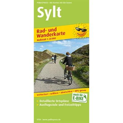 Abbildung von Sylt: Rad und Wanderkarte mit detailierten Ortsplänen, Straßennamen, Ausflugszielen Freizeittipps, wetterfest, reißfest, abwischbar, GPS genau, 1:35 000 (Rad Wanderkarte: RuWK)