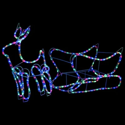 Abbildung von vidaXL Weihnachtsdekoration Rentiere Schlitten Outdoor Beleuchtet Weihnachtsbeleuchtung Weihnachtsdeko Lichtschlauch Weihnachten Dekofigur 252 LEDs