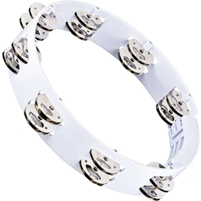 Abbildung von Meinl Percussion Headliner Tour Tambourine 2 reihiges Tamburin Durchmesser 10 Zoll ABS Kunststoff / Stahl, Weiß Silber (HTT10WH)