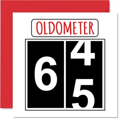 Abbildung von Lustige Karten zum 65. Geburtstag für Männer und Frauen Oldometer Glückwunschkarte Vater, Mutter, Großvater, Kindermädchen, Oma, 145mm Grußkarten, Karte