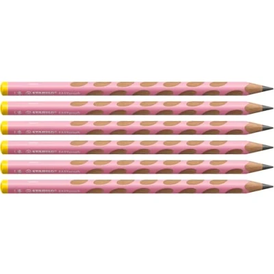 Abbildung von Ergonomischer Dreikant Bleistift für Linkshänder STABILO EASYgraph in pastellpink 6er Pack Härtegrad HB