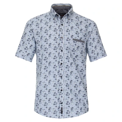 Abbildung von CASAMODA Casual Fit Hemd Halbarm Button Down Kragen Muster blau Gr. L