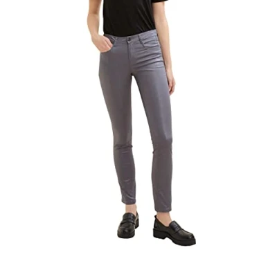 Abbildung von TOM TAILOR Damen 1034226 Alexa Slim Jeans Coated, 15417 Evident Anthracite, 33W / 32L