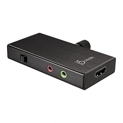 Abbildung von j5create Live Videoaufnahmekarte HDMI zu USB C, unterstützt 1080p 60FPS Video und Audioaufzeichnung, Stromversorgung 60W (JVA02)