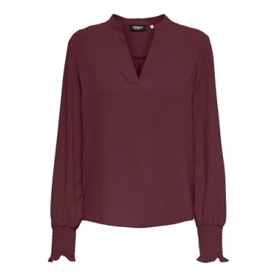 Abbildung von Only Damen Onlmette V Neck Ls Smock Top Noos WVN, Tawny Port, M
