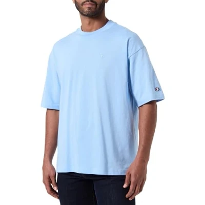 Abbildung von Champion Herren Legacy Icons Tonal C Logo T Shape S/S Crewneck Shirt, himmelblau, Large