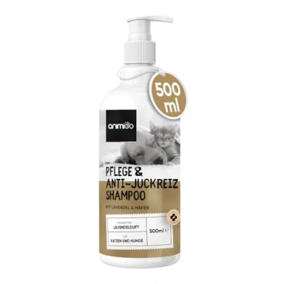 Abbildung von animigo Hundeshampoo 500ml Pflege &amp; Anti Juckreiz Shampoo Ausgewogener pH Wert Gegen Juckreiz, Milben, Flöhe Katzenshampoo Alle Katzen Hunde Rassen Hautfreundlich Natürliche Zutaten