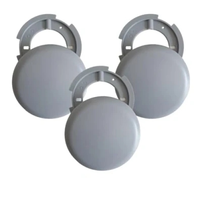 Abbildung von 3 Stück Baldachin grau Abzweigdose Aufputz Verbindungsdose Verteilerdose Abzweigkasten Ø 100mm, Höhe 1,5 cm (3x 100mm grau)