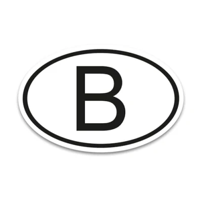 Abbildung von iSecur Länderkennzeichen Aufkleber B Belgien 17,5 cm DIN genormt I Vinyl Schwarz Weiß wetterfest kfz788