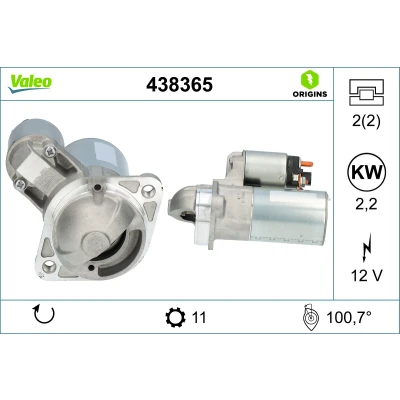 Abbildung von VALEO 438365 Anlasser 12 2,2 11 HYUNDAI: H 1 Cargo, Travel
