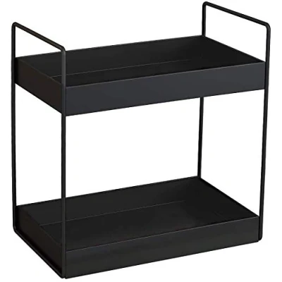 Abbildung von XINGDOZ 2 Tier Küchen Gewürzregal Standregale Duschablage aufbewahrung Badezimmer Arbeitsplatte Unterschrankregal Organizer Vanity Tray Kosmetik &amp; Make up Lagerung, Schwarz