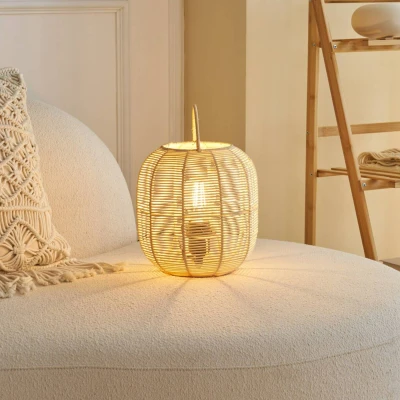 Abbildung von Pauleen Tischleuchte Boho Glow max20W Beige/Weiß 230V Metall/Rattan, ohne Leuchtmittel, E27