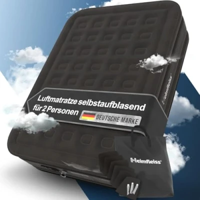 Abbildung von Heimfleiss® Luftmatratze 2 Personen Premium Luftbett selbstaufblasend 150x200 cm Schnell Aufblasbare Matratze ideal nutzbar als Gästebett &amp; Reisebett Selbstaufblasbare Camping Air Mattress