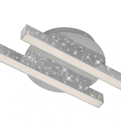 Abbildung von BRILONER Leuchten LED Deckenleuchte, Deckenlampe inkl. Glitzereffekt, 10.5 Watt, 1400 Lumen, 3000 Kelvin, Chrom, 600x140x52mm(LxBxH)