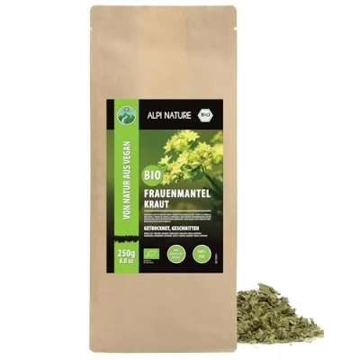 Abbildung von Bio Frauenmantelkraut getrocknet (250g), geschnitten, aus kontrolliert biologischem Anbau, Frauenmanteltee 100% natürlich, ohne Zusätze, Frauenmantel Tee