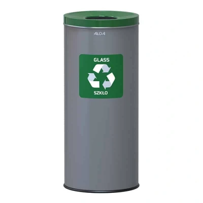 Abbildung von Abfalleimer zur Sortierung 45L grau grüner Deckel 1 Stk.