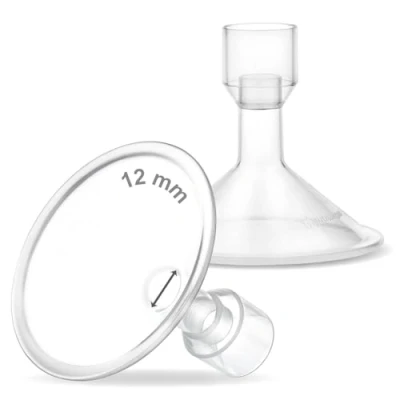 Abbildung von Maymom MyFit 12 mm kleine Schutzschilde, kompatibel mit Medela Milchpumpe, PersonalFit, Freestyle, Harmony, Maxi, Flex Anschluss, Anschluss an Weithals/Schmal Stecker, 2 Stück