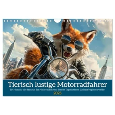 Abbildung von Tierisch lustige Motorradfahrer (Wandkalender 2025 DIN A4 quer), CALVENDO Monatskalender