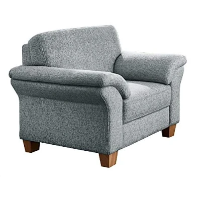 Abbildung von CAVADORE Sessel Byrum / Großer 1 Sitzer im Landhausstil mit Federkern Passend zur edlen Sofagarnitur 101 x 87 88 Flachgewebe: Hellgrau