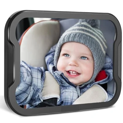 Abbildung von Zacro Rücksitzspiegel fürs Baby, Baby Auto Spiegel Rückspiegel,360 Schwenkbar, Verstellbare elastische Riemen, Rückspiegel für Kindersitz und Babyschale, aus Glas