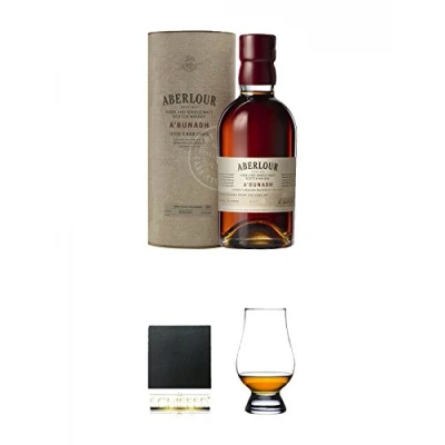 Abbildung von Aberlour a Bunadh Single Malt Whisky 0,7 Liter + Schiefer Glasuntersetzer eckig ca. 9,5 cm Durchmesser The Glencairn Glass Glas Stölzle 1 Stück