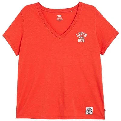 Abbildung von Levi&#039;s Graphic Perfect Vneck Tshirt basic, Damen, Größe: XS, Red