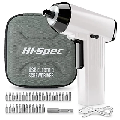 Abbildung von Hi Spec 3.6V Mini Akkuschrauber in Weiß: Komplet Set mit elektrischer und 33tlg. Bit inklusive Etui
