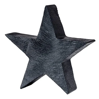 Abbildung von levandeo Deko Stern Holz 14cm Schwarz Mango Tischdeko Mangoholz Holzdeko Aufsteller Unikat Holzstern