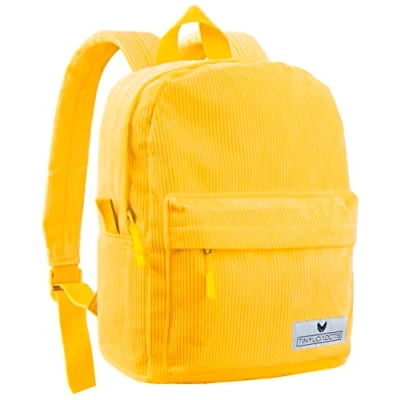 Abbildung von Tinyloaders Kinderrucksack Kord Cord Unisex Kinder Rucksack Backpack Freizeitrucksack Daypack Freizeit Jungen Mädchen Boy Girl Kindergarten Schule, Gelb