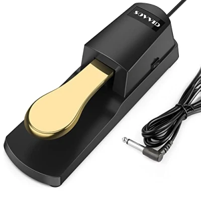 Abbildung von Sustain Pedal für Keyboard Sovvid Piano Fußpedal mit Polaritätsschalter elektronische Keyboards aller Marken, MIDI Keyboards, Digitalpianos, Yamaha, Casio, Roland, und mehr (Farbe)