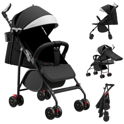 Abbildung von OHMG Baby Kinderwagen,Kids Kinderwagen,0 4 Jahre,0 22 kg,Kompakter Buggy,3 Liegepositionen,Flache Liegeposition,Klein zusammenklappbar,mit Schultergurt,5 Punkt Gurtsystem,Korb,Fußbremse